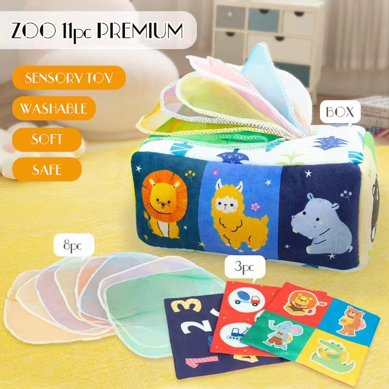 Sensory Scarf Tissue Box Blue Zoo