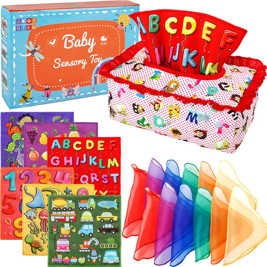 Scarf Tissue Box 4-Red ABC