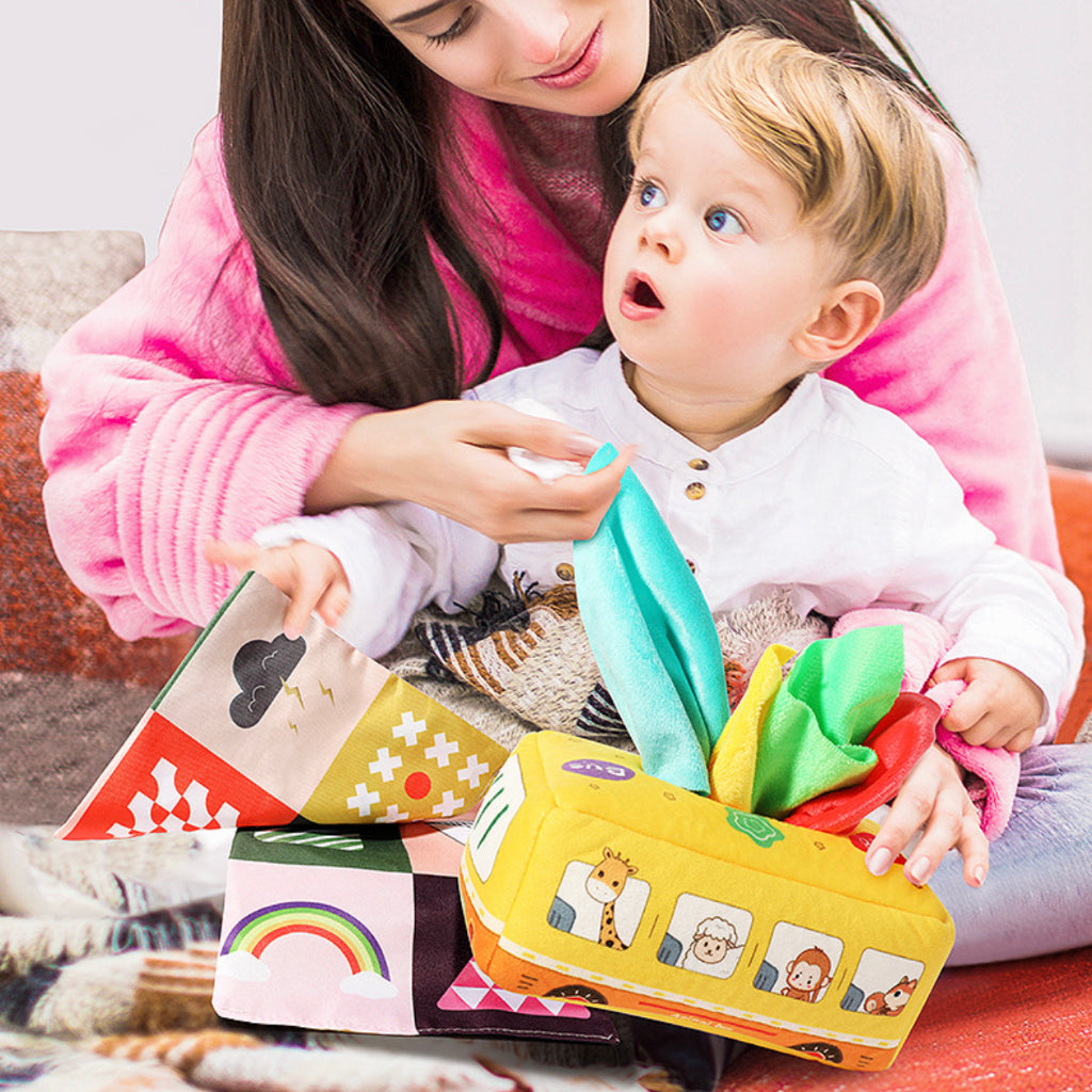 Sensory Scarf Tissue Box Yellow Bus