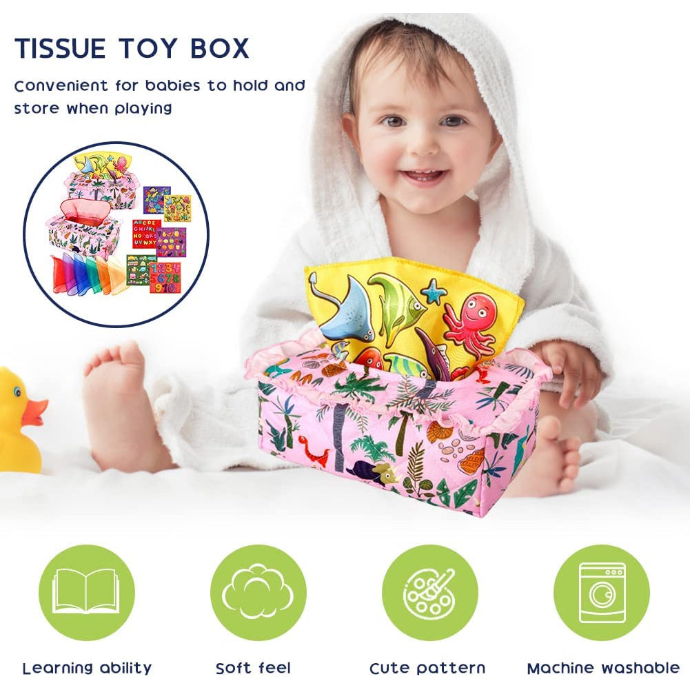 Scarf Tissue Box 4-Red ABC