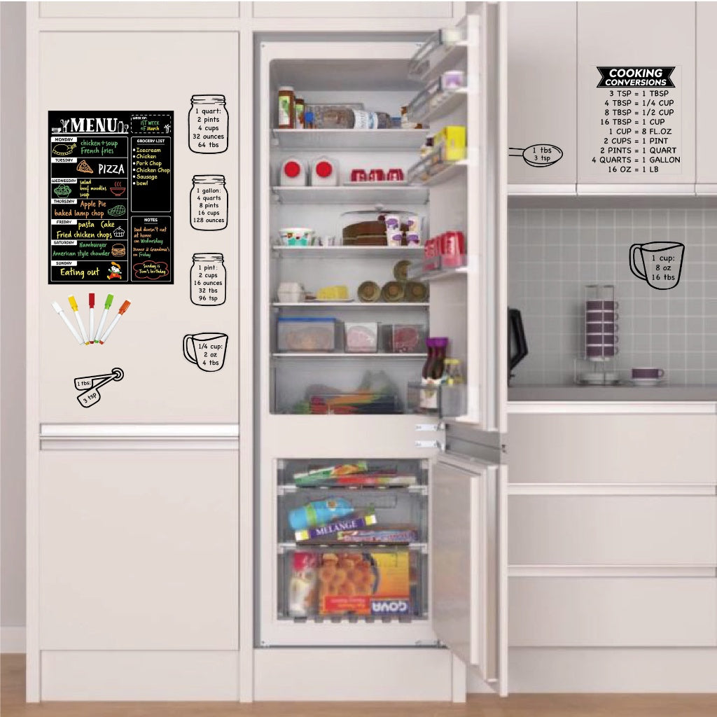 Black Menu Plan Fridge Magnet
