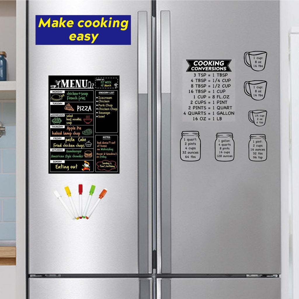 Black Menu Plan Fridge Magnet
