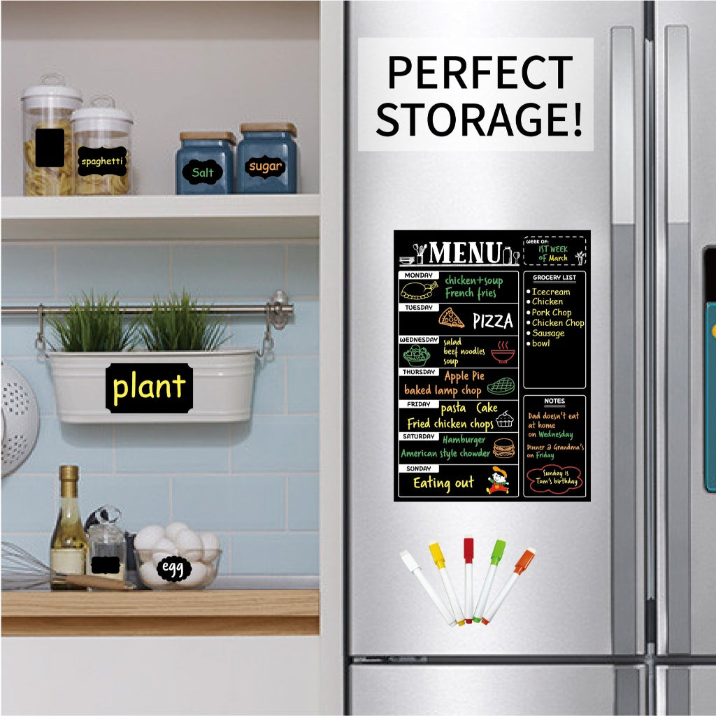 Black Menu Plan Fridge Magnet