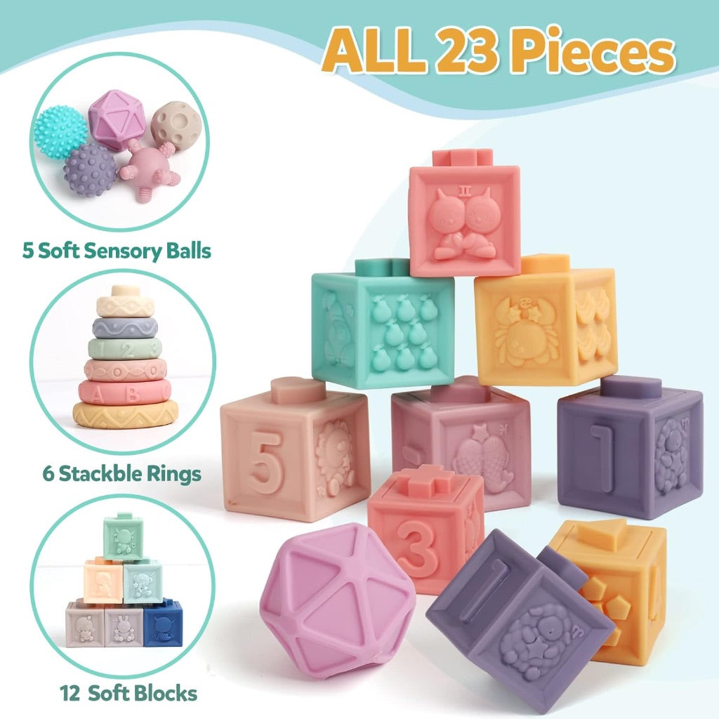 23pc Montessori Sensory Soft Baby Toys