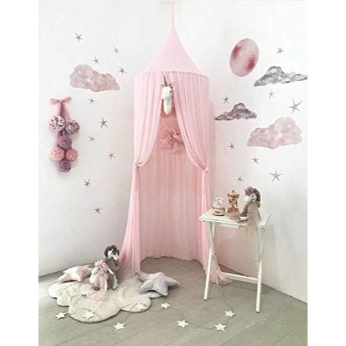 Grey Bed Canopy Baby Nursery Kids Room Decor