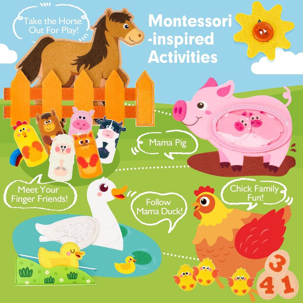 3D Felt Farm Animals Quiet Busy Board Book