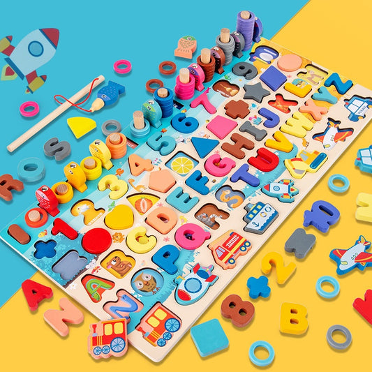 6in1 Rainbow Fishing Wooden Puzzle