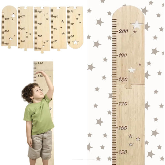 Natural Wood Height Chart Track Children Growth