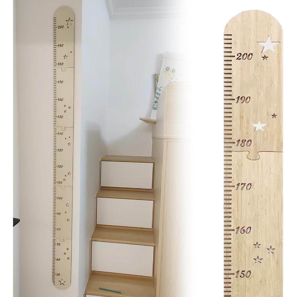 Natural Wood Height Chart Track Children Growth