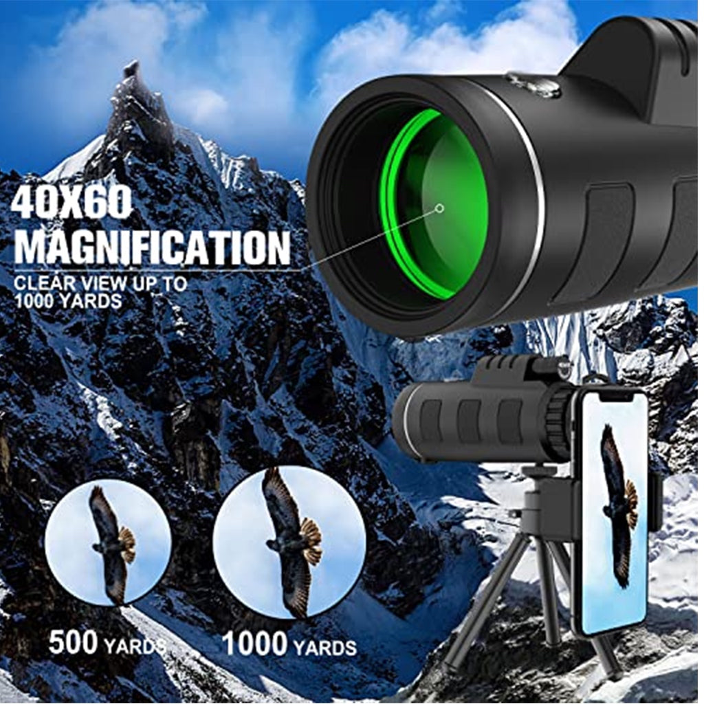 40X60 Pocket Monocular Telescope with Mobile Tripod