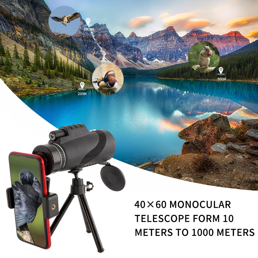 40X60 Pocket Monocular Telescope with Mobile Tripod