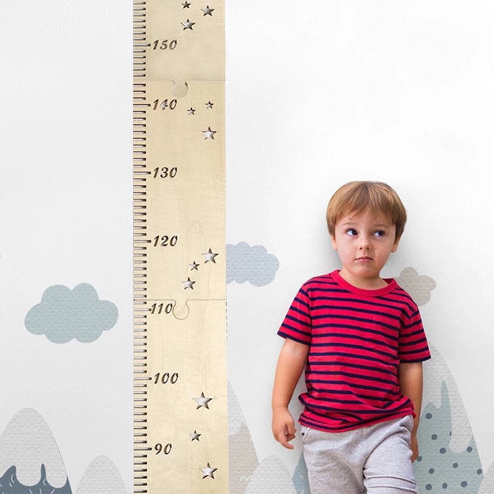 Natural Wood Height Chart Track Children Growth