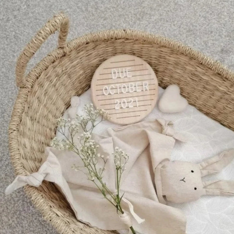 Round Wooden Baby Milestone Letter Board