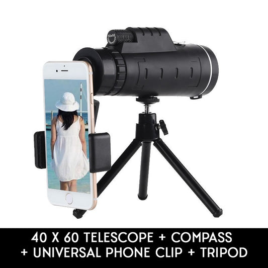40X60 Pocket Monocular Telescope with Mobile Tripod