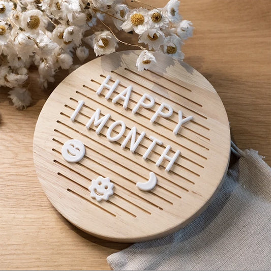 Round Wooden Baby Milestone Letter Board