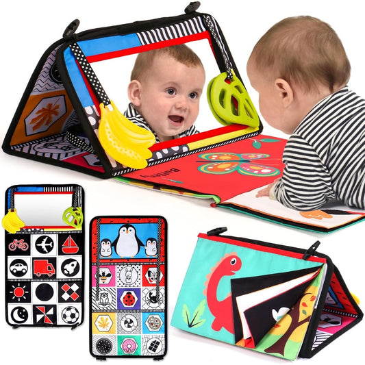 Foldable Sensory Soft Cloth Books Mirror Teether