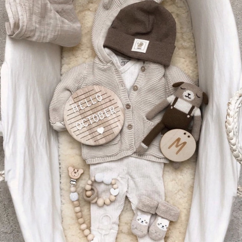 Round Wooden Baby Milestone Letter Board