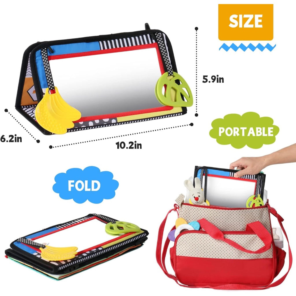 Foldable Sensory Soft Cloth Books Mirror Teether