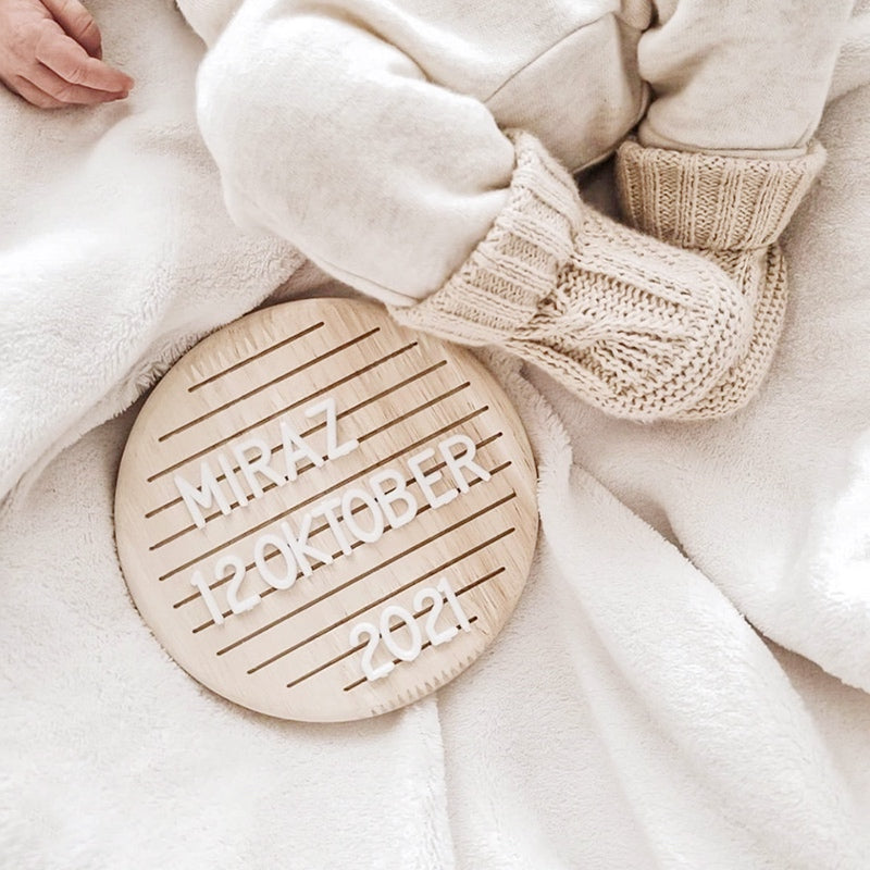 Round Wooden Baby Milestone Letter Board