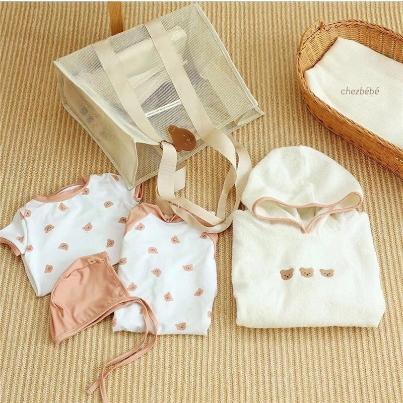 Beige Mesh Shoulder Tote Bag