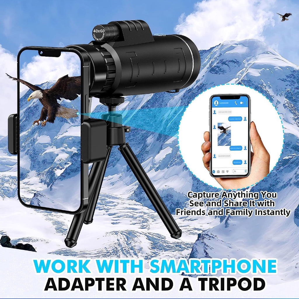 40X60 Pocket Monocular Telescope with Mobile Tripod