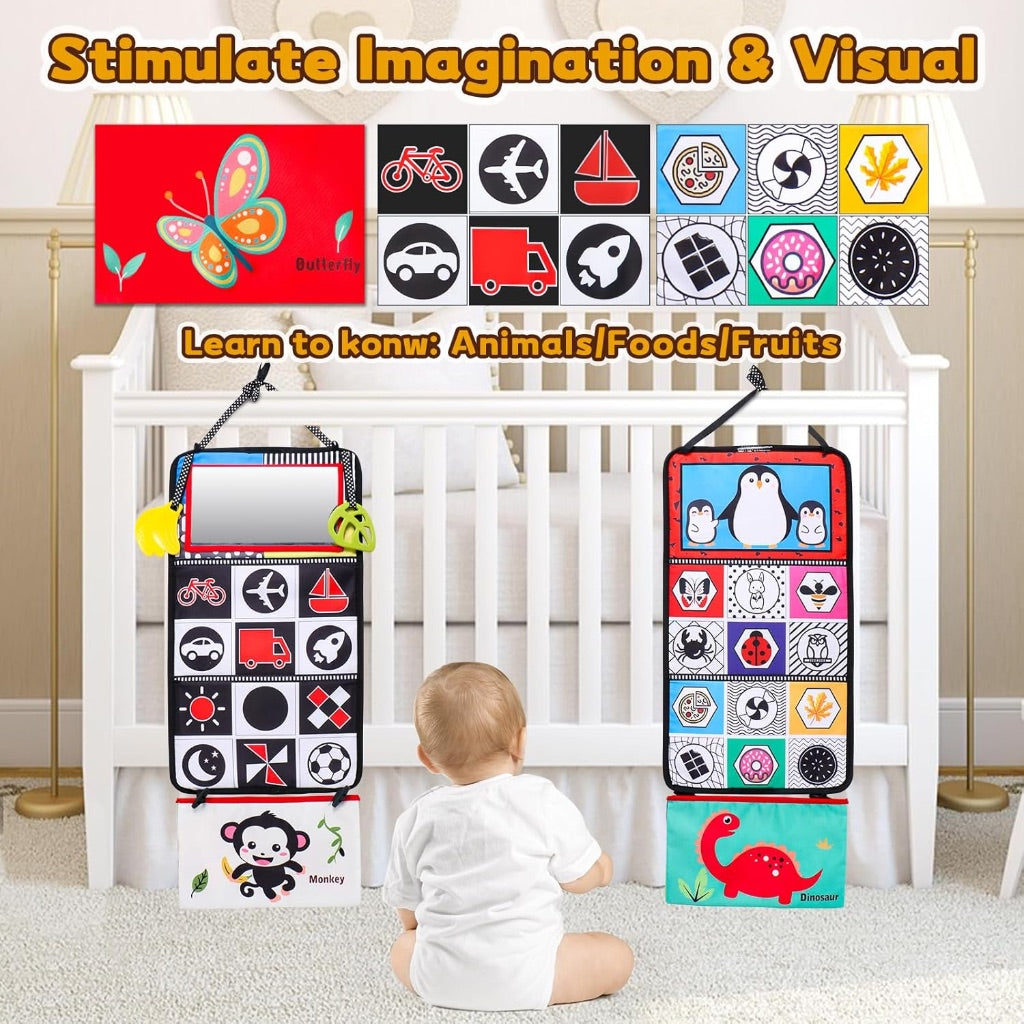 Foldable Sensory Soft Cloth Books Mirror Teether