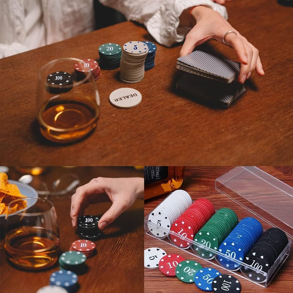 Professional Poker Chips with Clear Acrylic Storage Box