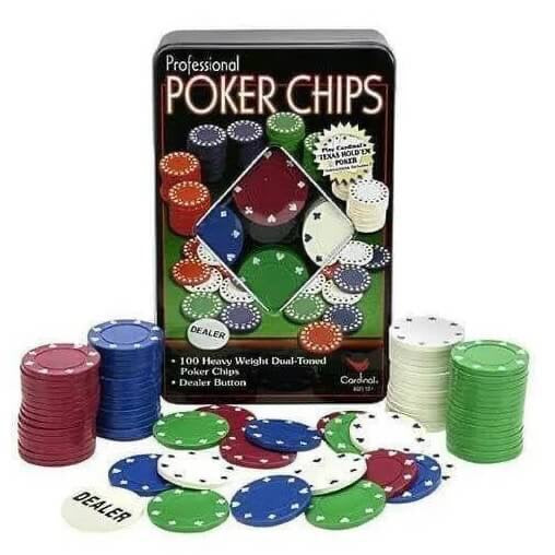 100pc Poker Chips Tin Box