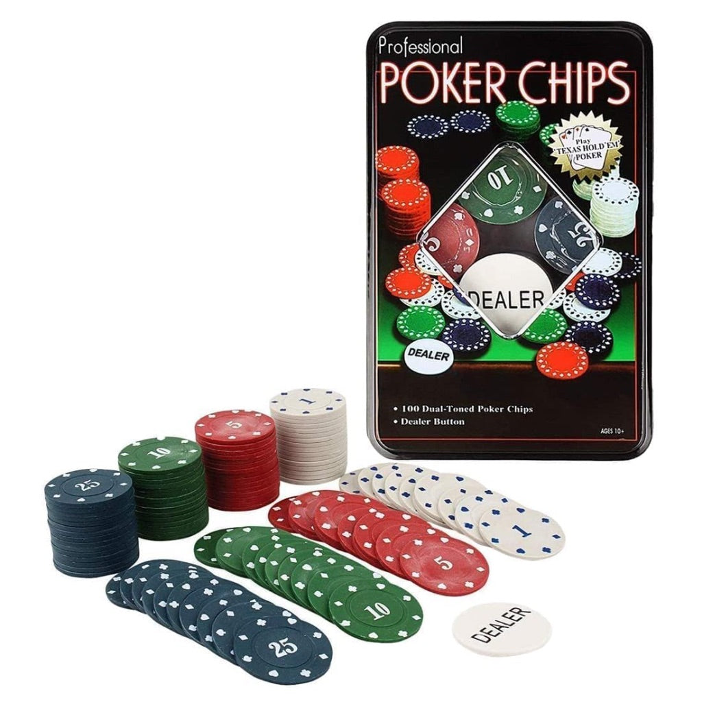 100pc Poker Chips Tin Box