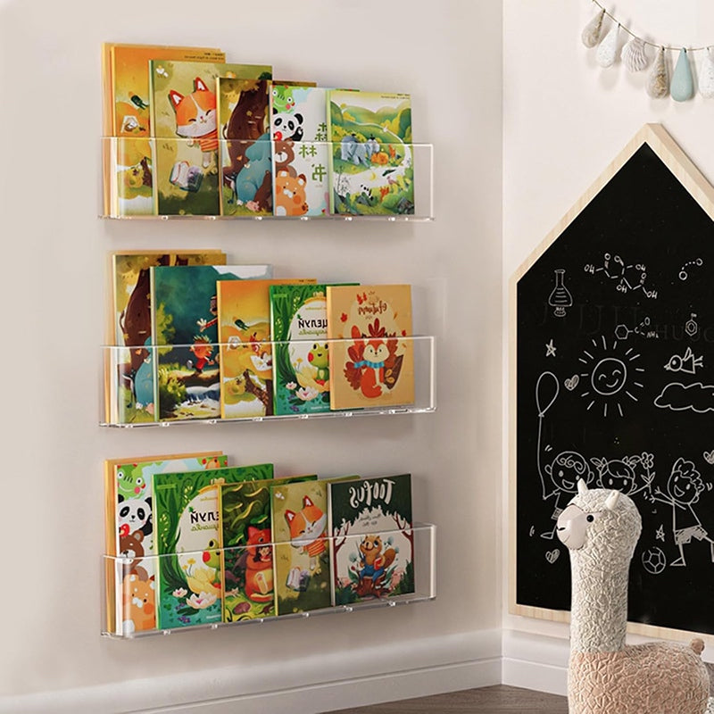 Acrylic Book Display Shelf No Drilling Floating Bookshelf