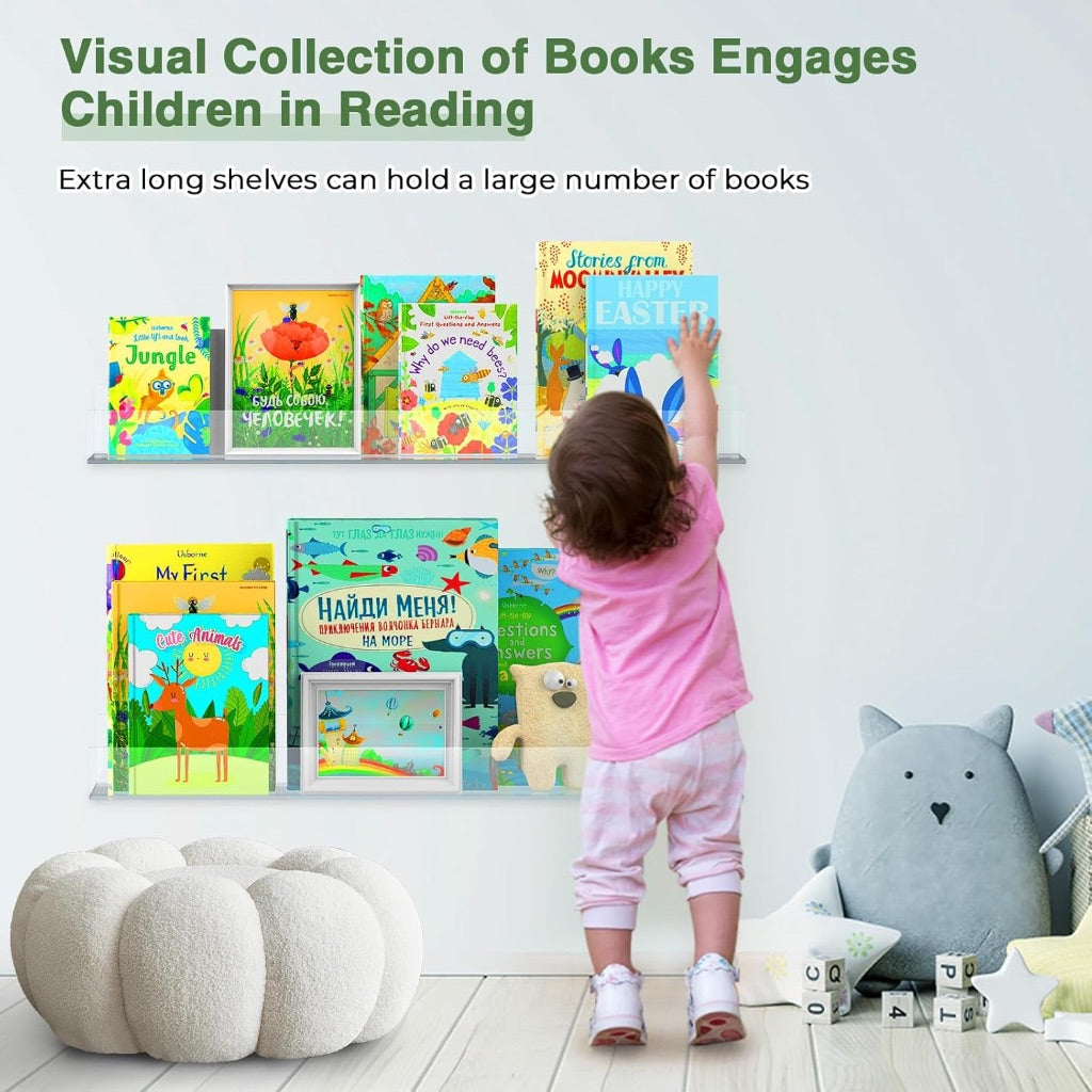 Acrylic Book Display Shelf No Drilling Floating Bookshelf