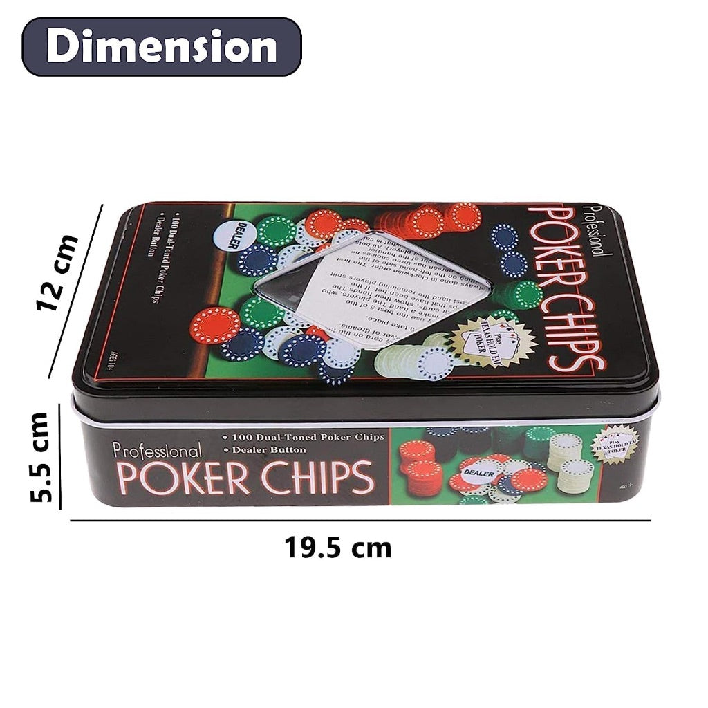 100pc Poker Chips Tin Box