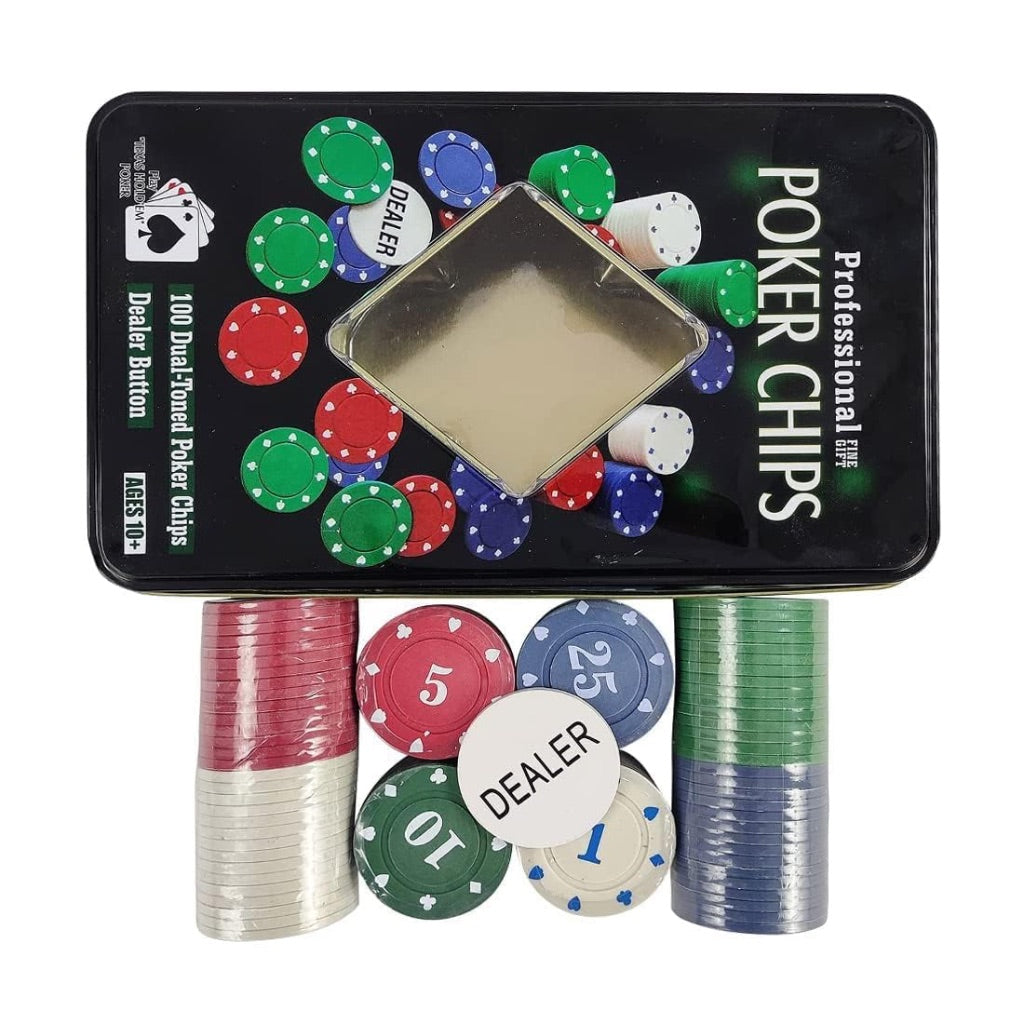 100pc Poker Chips Tin Box