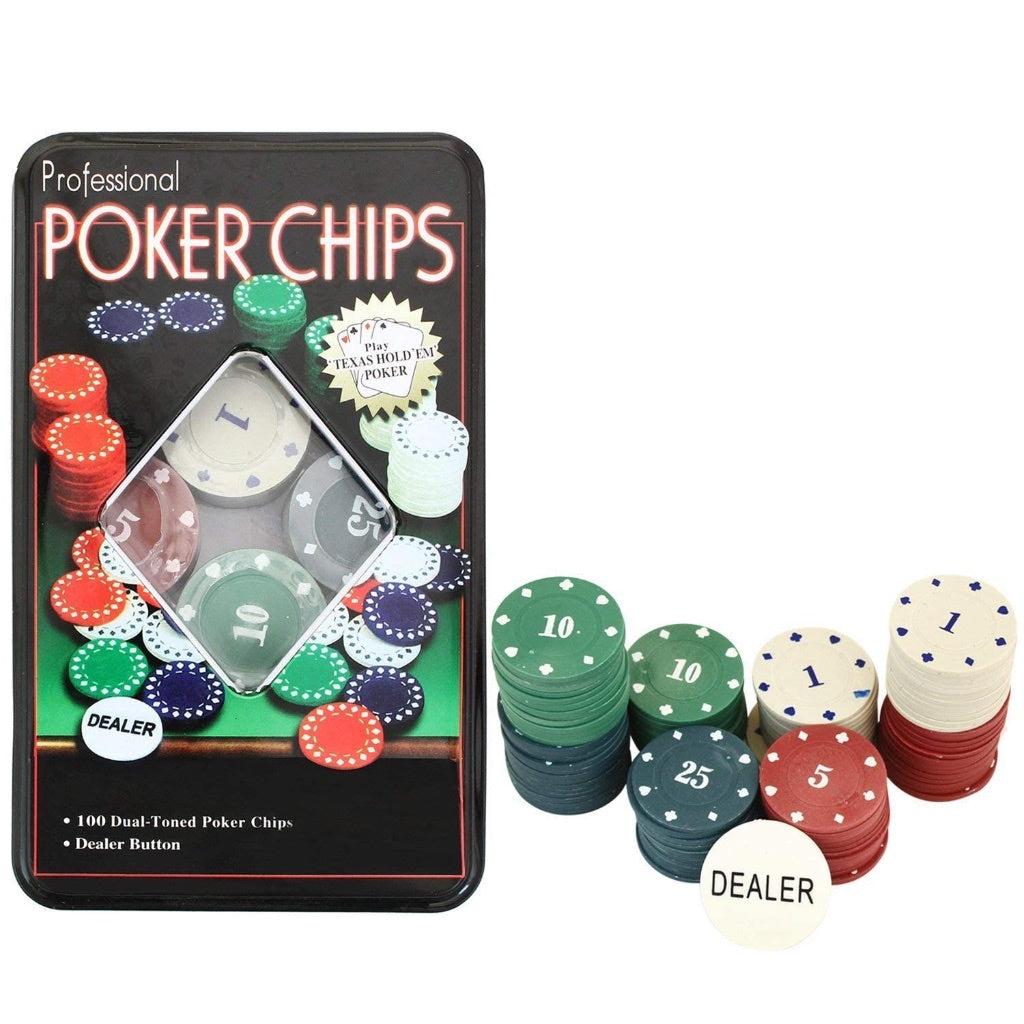100pc Poker Chips Tin Box