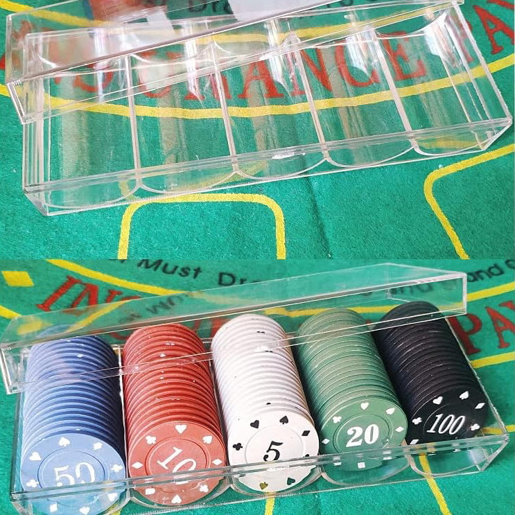 Professional Poker Chips with Clear Acrylic Storage Box
