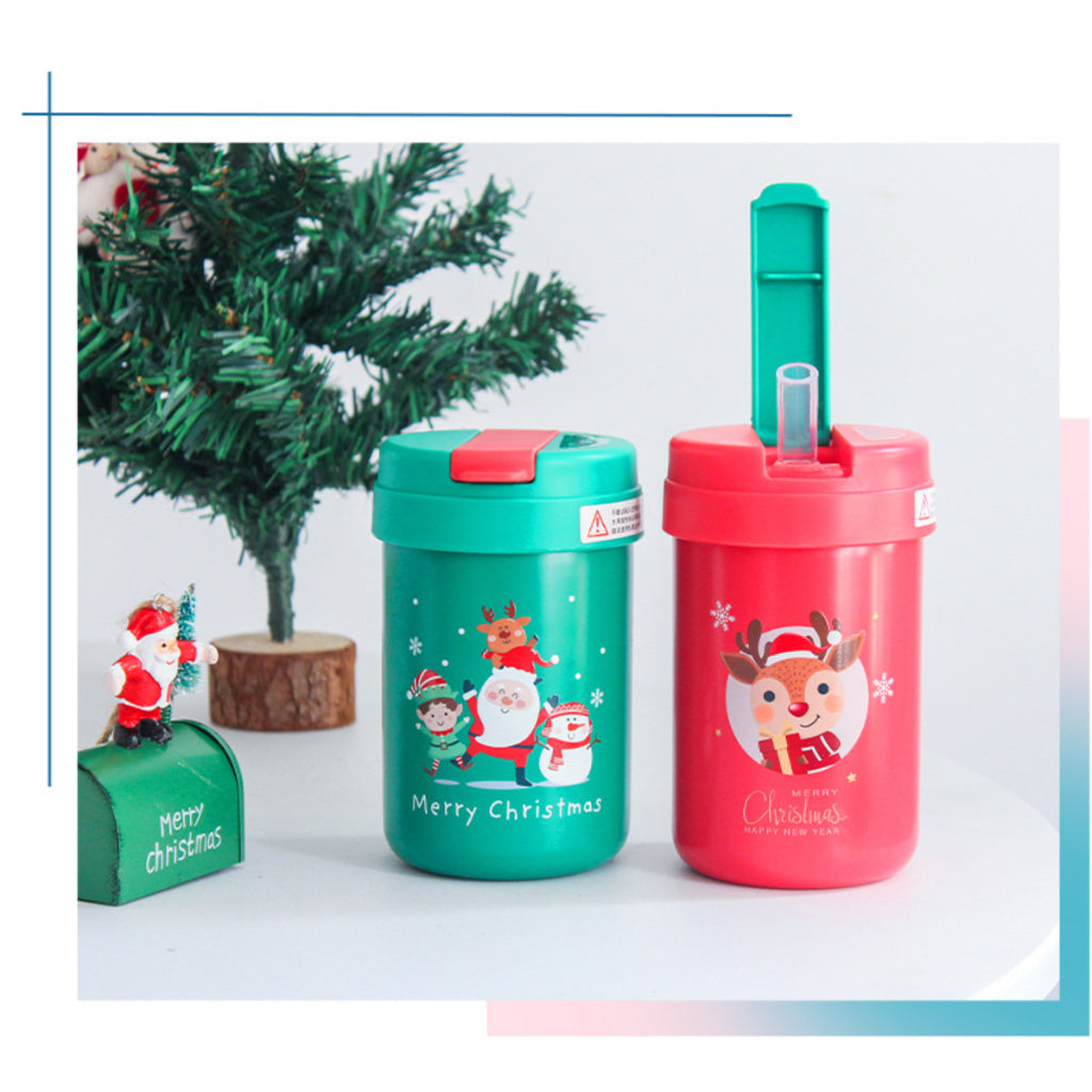Red Santa Thermal Straw Cup