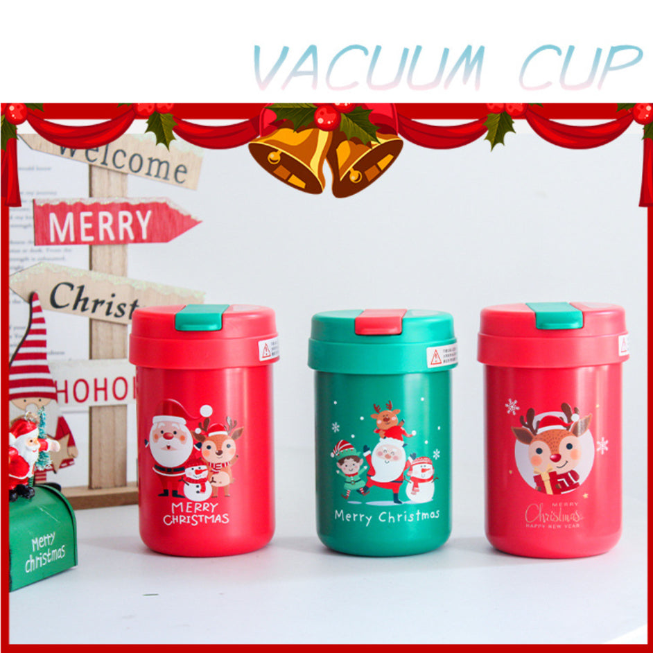 Red Reindeer Thermal Straw Cup