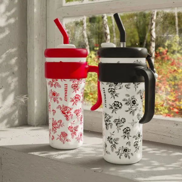 Black Floral 1250ml Tumbler