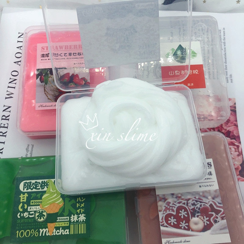 Strawberry Matcha Boba Milk Tea Slime Children Sensory Kids Toys