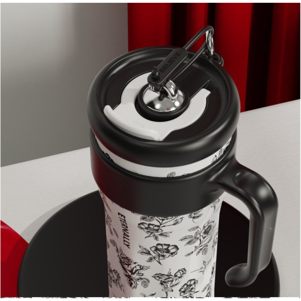 Black Floral 1250ml Tumbler