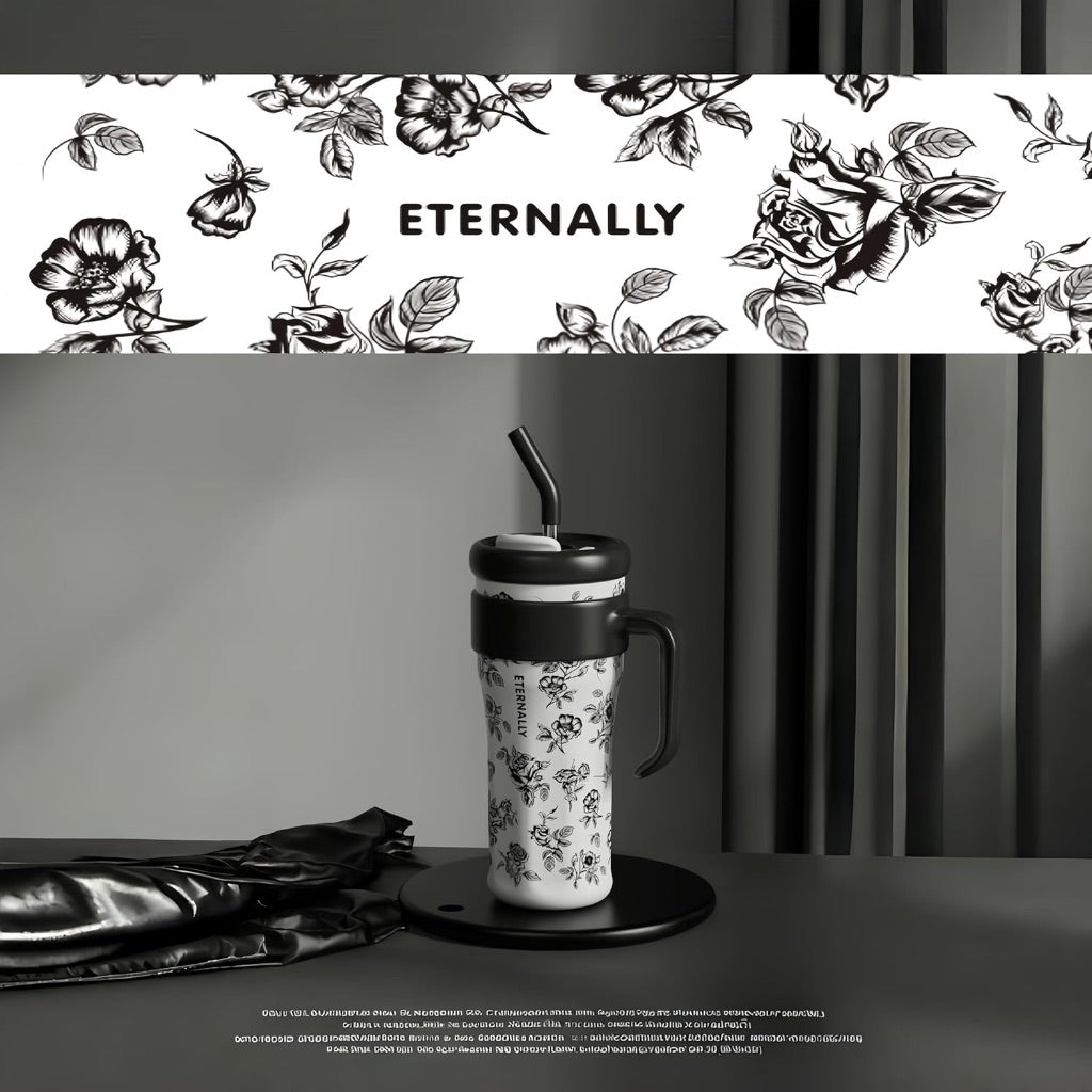 Black Floral 1250ml Tumbler