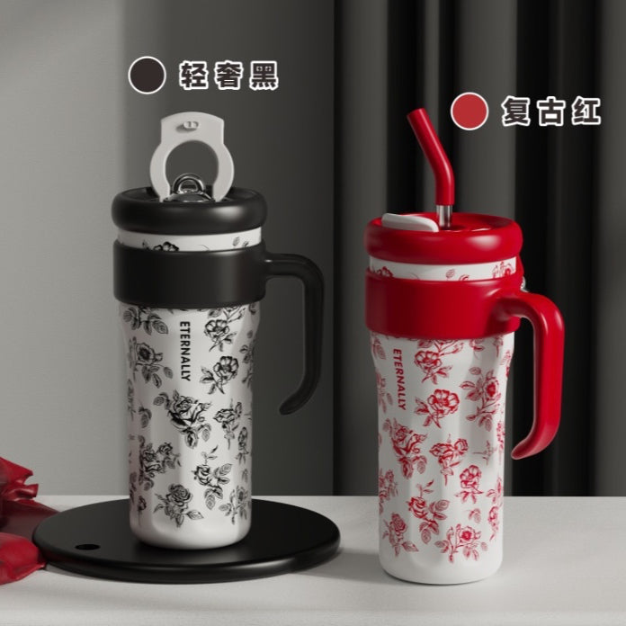 Black Floral 1250ml Tumbler