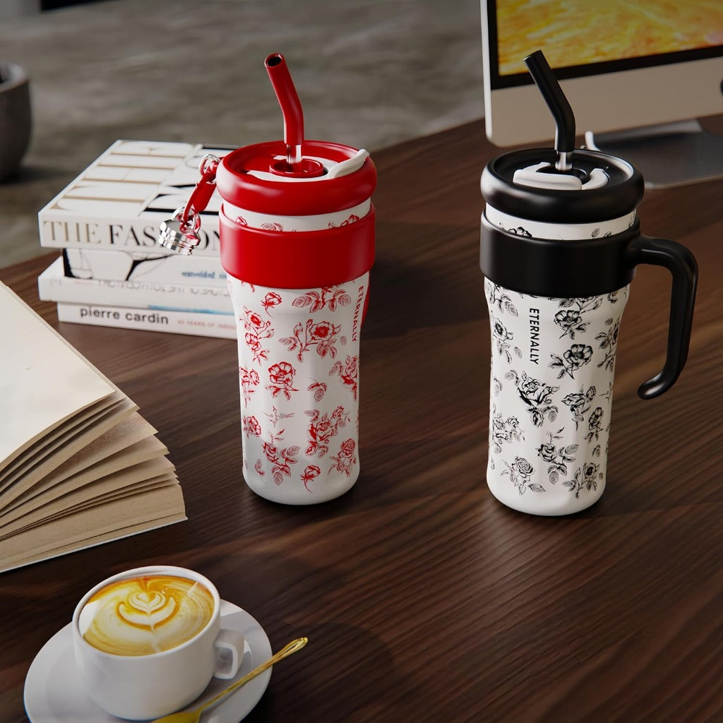Black Floral 1250ml Tumbler
