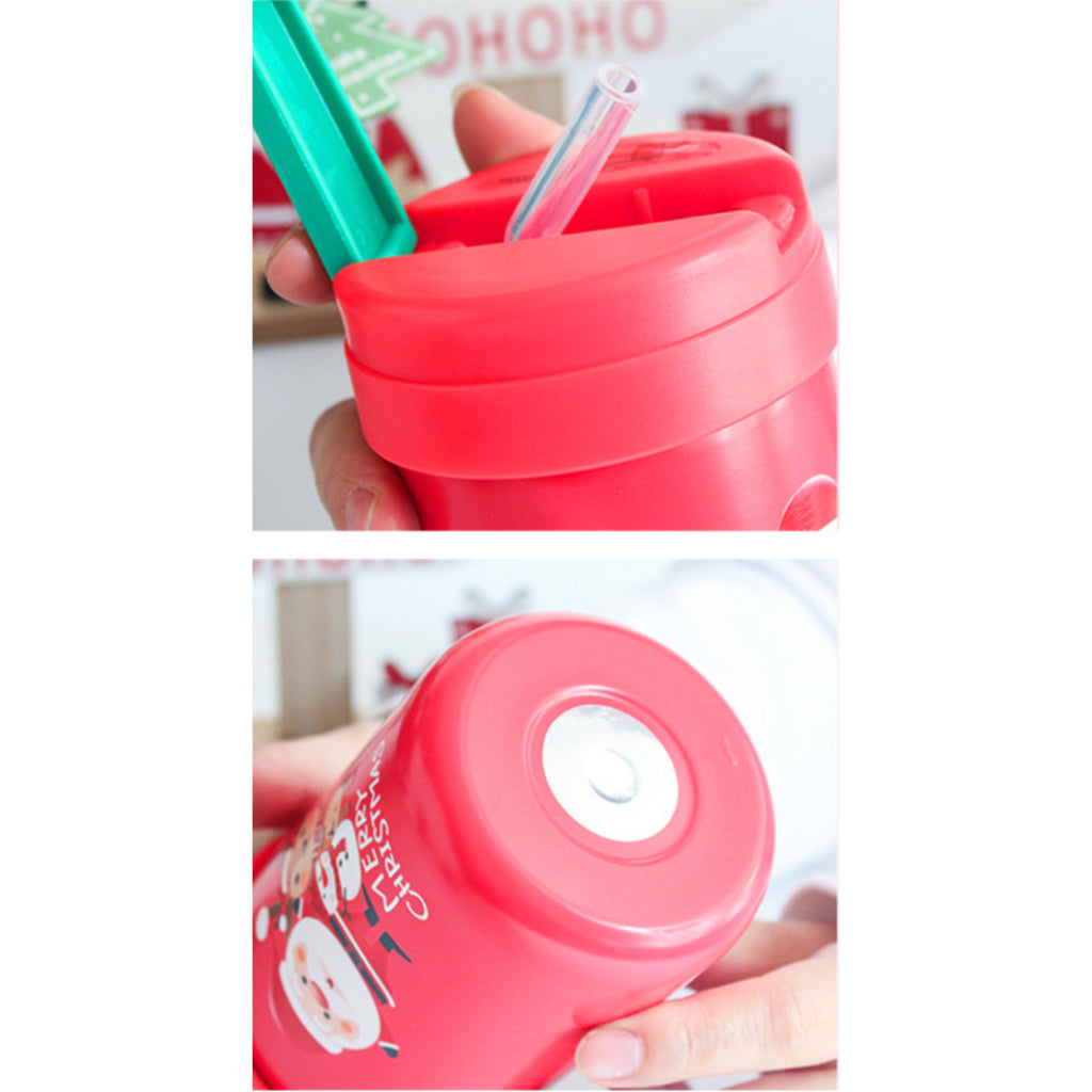 Red Santa Thermal Straw Cup