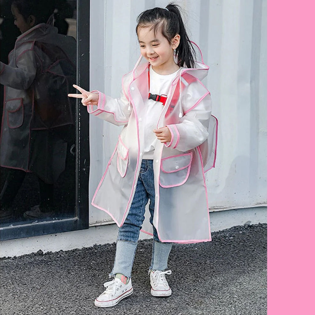 Kids EVA Backpack Raincoat Children Poncho with Bag Cover