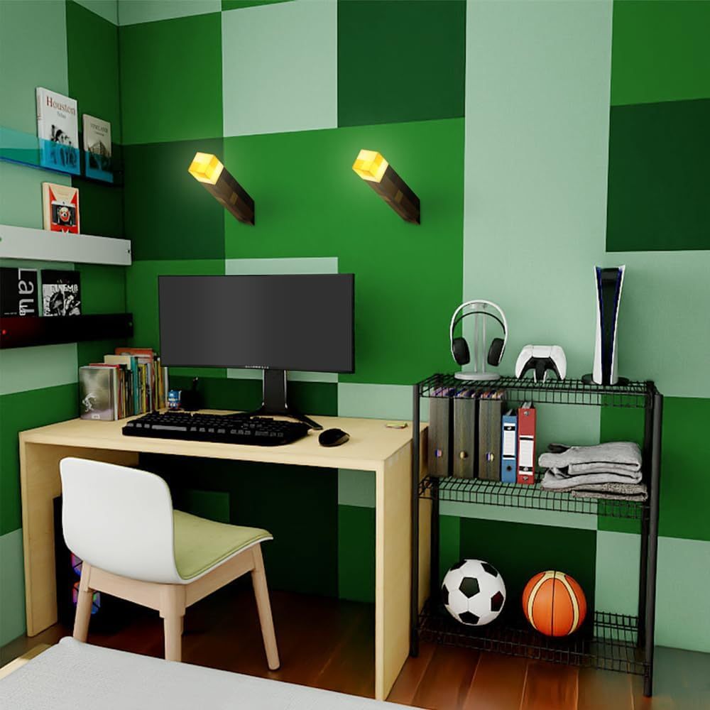 Minecraft Torch Night Light USB Rechargeable LED Wall Lamp
