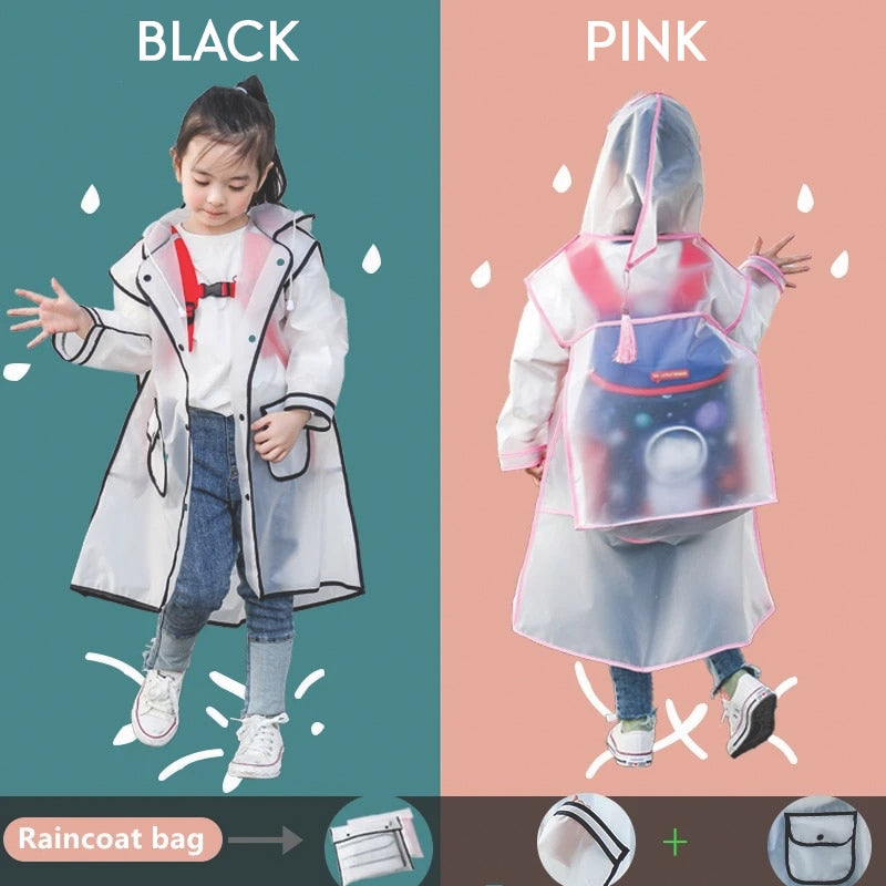 Kids EVA Backpack Raincoat Children Poncho with Bag Cover