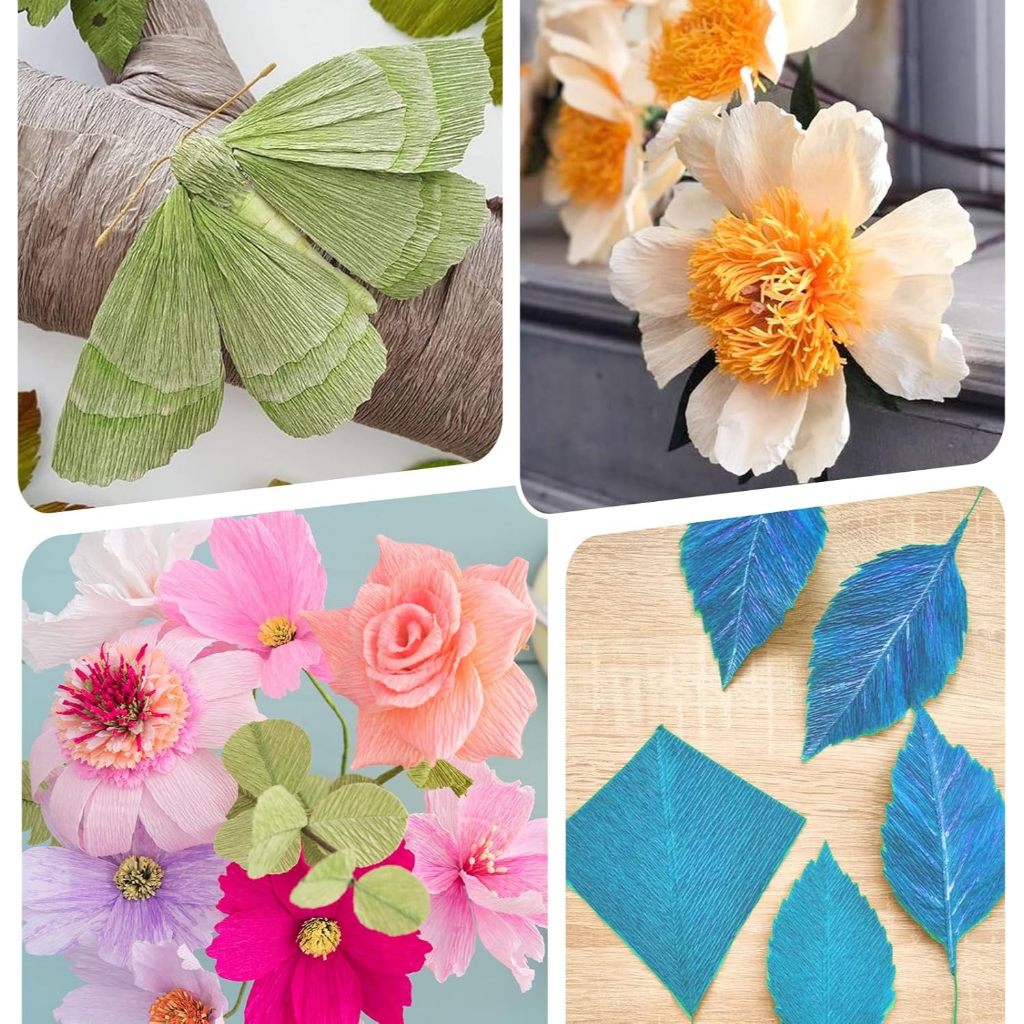 10pc Crepe Tassel Paper Colour Crinkled Flower Making DIY Art Craft