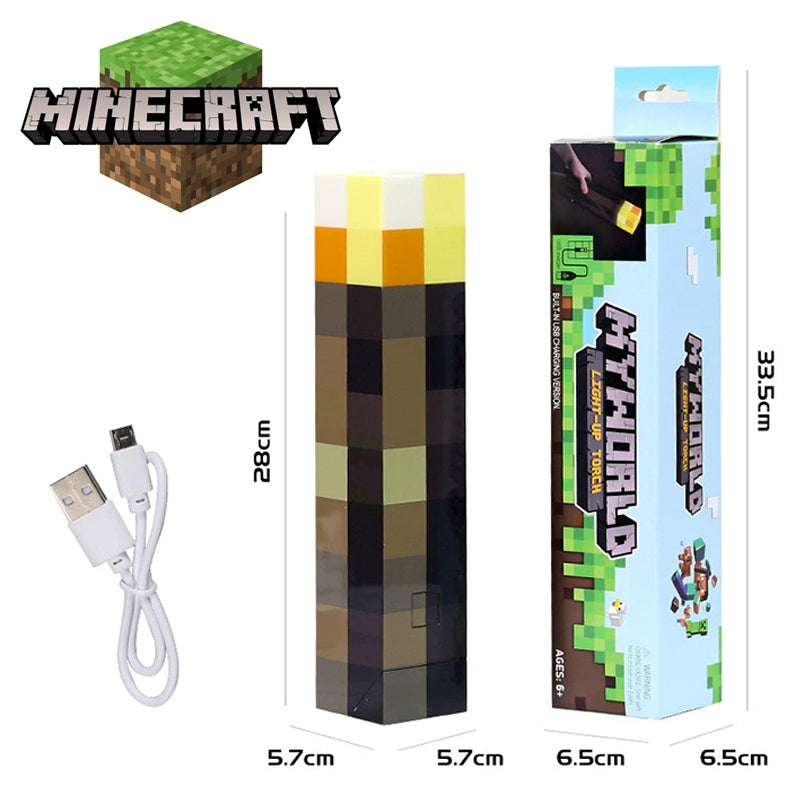 Minecraft Torch Night Light USB Rechargeable LED Wall Lamp