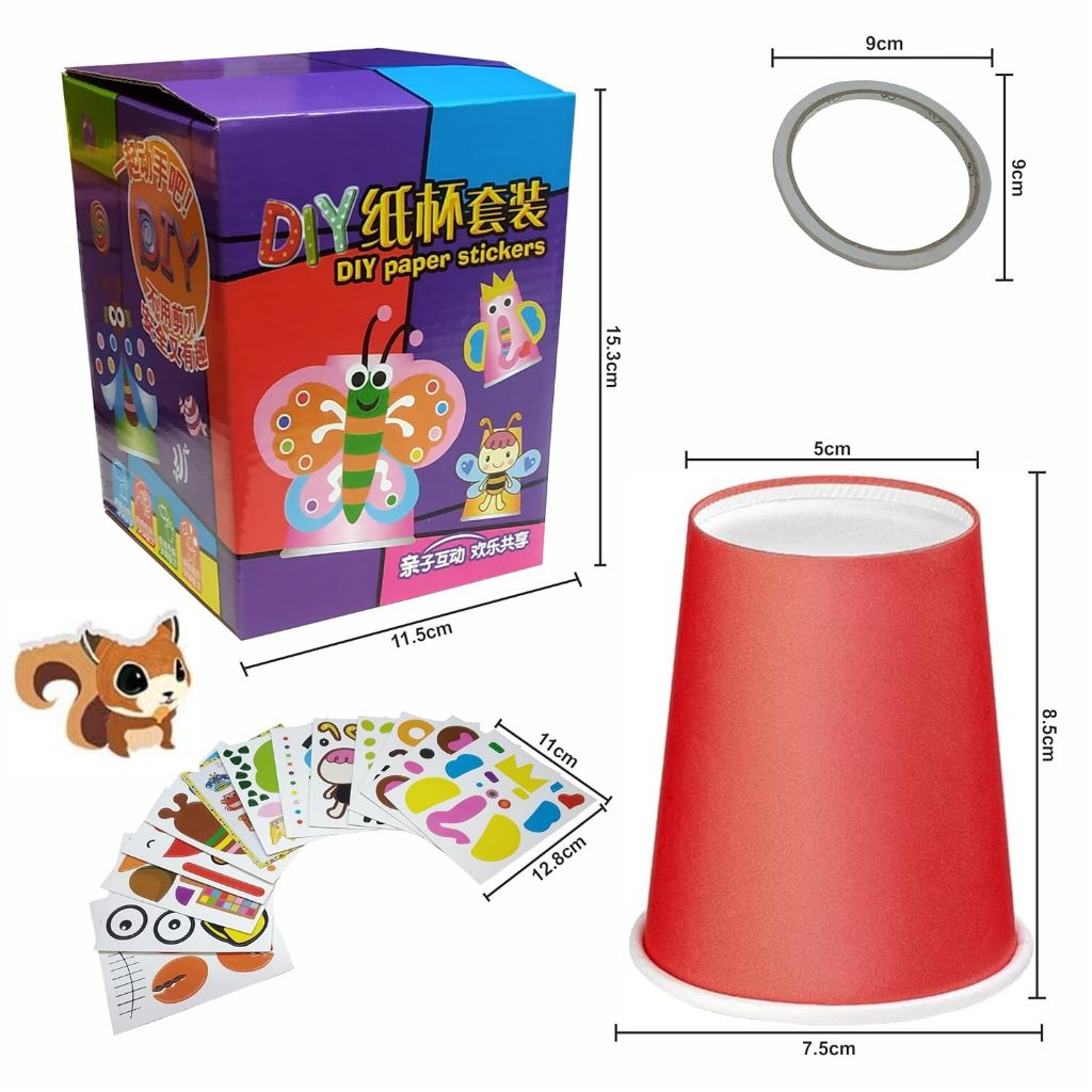 3D Paper Cups DIY Art Craft Stickers Cutting Toy